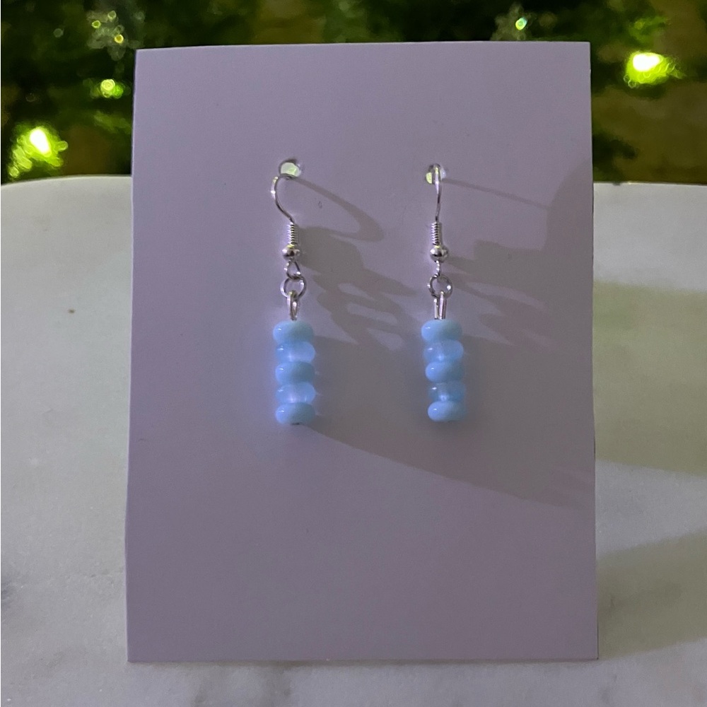 Light Blue Beaded Earrings